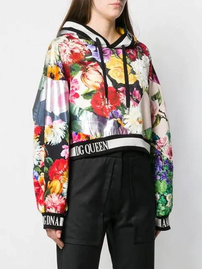 Shop Dolce & Gabbana Floral Print Hoodie In Black