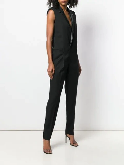 Shop Saint Laurent Tailored Sleeveless Jumpsuit - Black