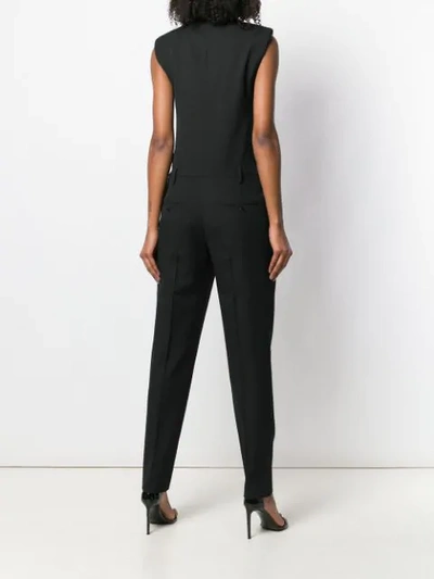 Shop Saint Laurent Tailored Sleeveless Jumpsuit - Black