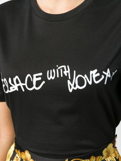 Shop Versace 'with Love' Print T In Black