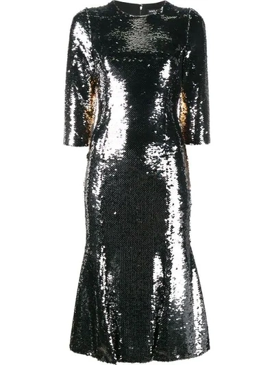 Shop Dolce & Gabbana Sequin Embellished Dress - Metallic