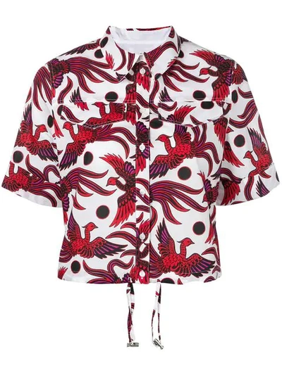 Shop Kenzo Flying Phoenix Cropped Shirt In Red