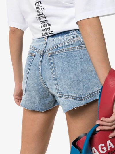 Shop Ksubi Cut-off Denim Shorts In Blue