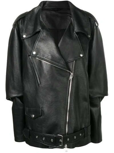 Shop Maison Margiela Oversized Biker Jacket In Black