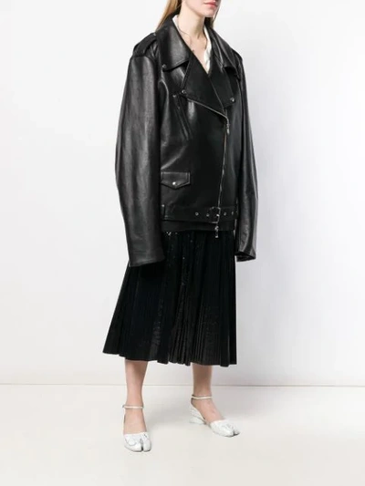 Shop Maison Margiela Oversized Biker Jacket In Black