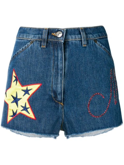 Shop Moschino Short Denim Shorts In Blue