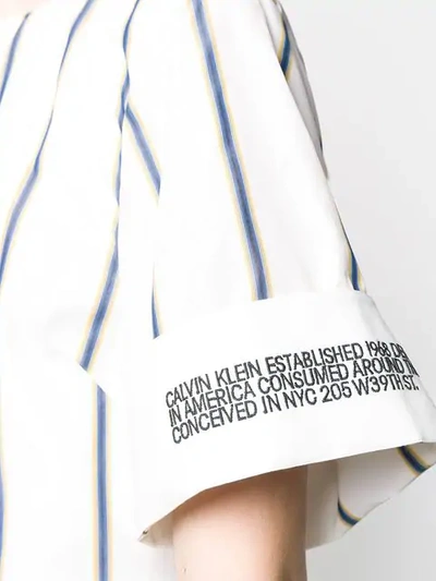 Shop Calvin Klein 205w39nyc Striped Asymmetric Dress In White