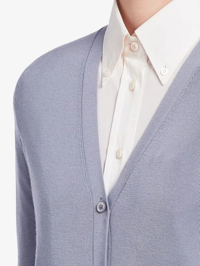 Shop Prada Slim Fit Cardigan In Grey