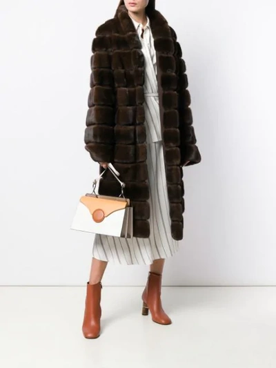 Shop Liska Alfie Long Fur Coat In Brown