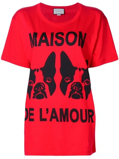 Shop Gucci Maison De L'amour T-shirt In Red