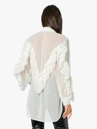Shop Givenchy Sheer Ruffled Shirt In White