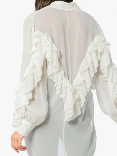 Shop Givenchy Sheer Ruffled Shirt In White