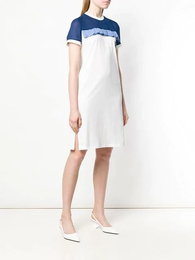 Shop Prada Ruffle Detail T-shirt Dress In White