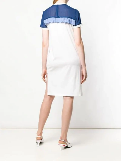 Shop Prada Ruffle Detail T-shirt Dress In White
