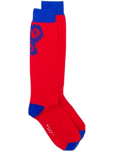 Shop Marni Colour Block Socks In Red