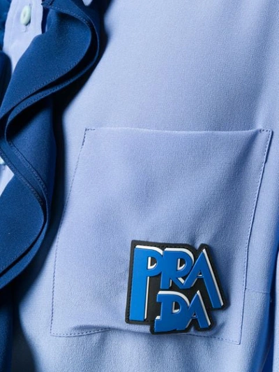 Shop Prada Ruched Detail Shirt In Blue