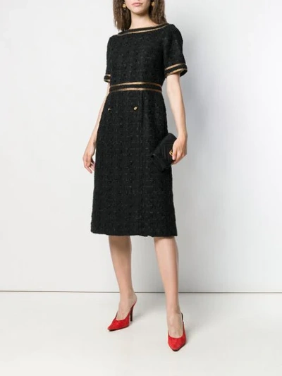 Shop Gucci Tweed Dress With Decorative Trim In Black