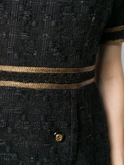 Shop Gucci Tweed Dress With Decorative Trim In Black