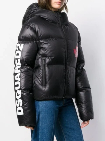 Shop Dsquared2 Hooded Puffer Jacket In 900 Black