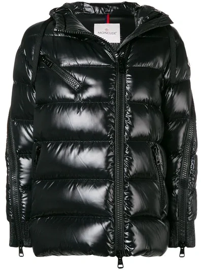Shop Moncler Zipped Sleeves Puffer Jacket In 999   Black