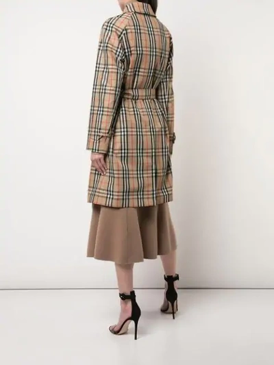 Shop Burberry Vintage Check Nylon Belted Car Coat In Tan