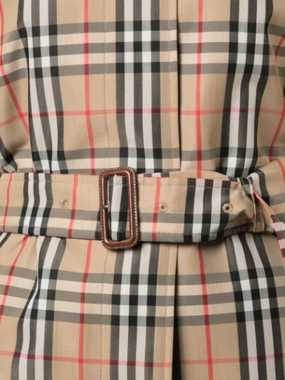 Shop Burberry Vintage Check Nylon Belted Car Coat In Tan