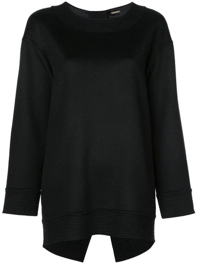Shop Adam Lippes Ribbed Knit Detail Sweatshirt In Black