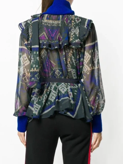 Shop Sacai Loose Flared Blouse - Green