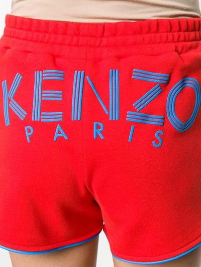 Shop Kenzo Logo Print Track Shorts In Red