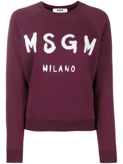 Shop Msgm Sweatshirt Mit Logo-print In Red