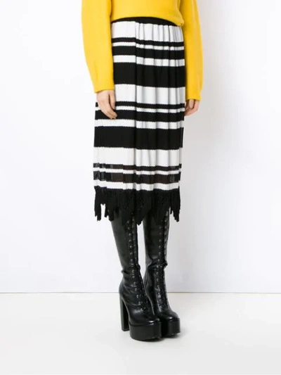 Shop À La Garçonne Striped Midi Knit Skirt In Black