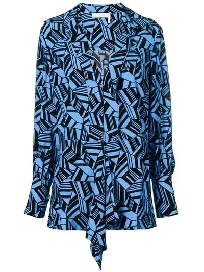 Shop Chloé Geometric Print Blouse In Blue