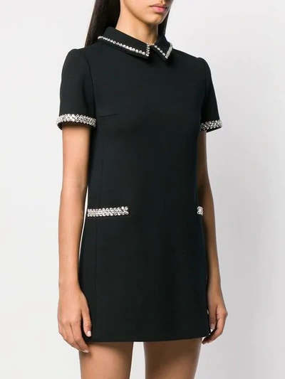 Shop Saint Laurent Embellished Short-sleeve Dress In Black