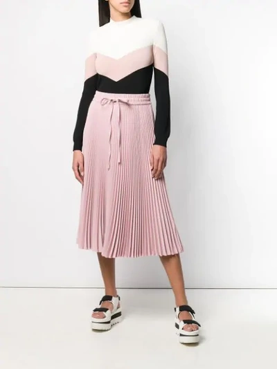 Shop Red Valentino Drawstring Pleated Midi Skirt In Pink