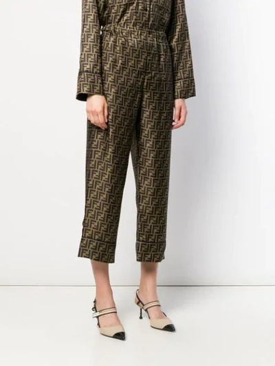 Shop Fendi Ff Motif Cropped Trousers In Black