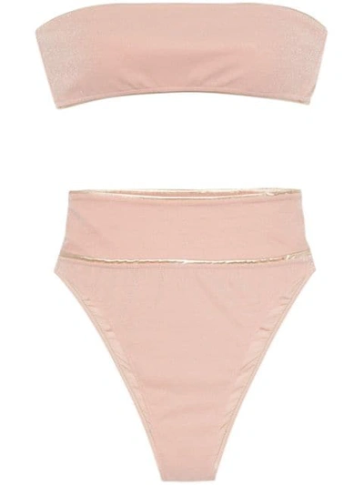 Shop Adriana Degreas Bandeau High-waisted Bikini In Pink