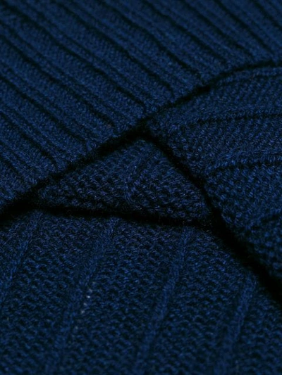 Prada Two-tone Ribbed Cashmere Turtleneck Sweater In Blue