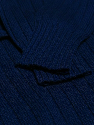 Prada Two-tone Ribbed Cashmere Turtleneck Sweater In Blue