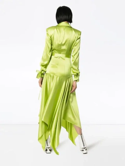 Shop Materiel Asymmetric Silk Shirt Dress In Green