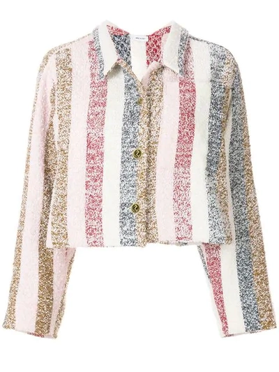 Shop Thom Browne Bow Collar Striped Jacket In Multicolour