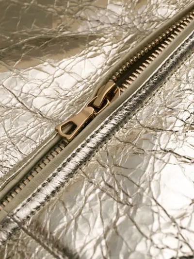 Shop Yves Salomon Metallic Leather Jacket In Silver
