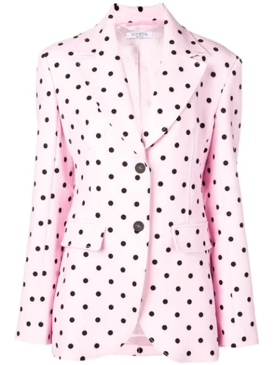 Shop Vivetta Polka Dot Print Blazer In Pink