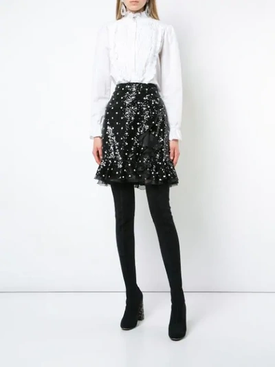 Shop Giambattista Valli Polka-dot Sequinned Skirt - Black