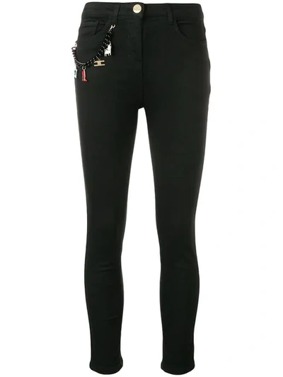 Shop Elisabetta Franchi Charms Detail Skinny Jeans - Black