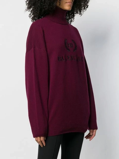 Shop Balenciaga Embroidered Logo Jumper In Red