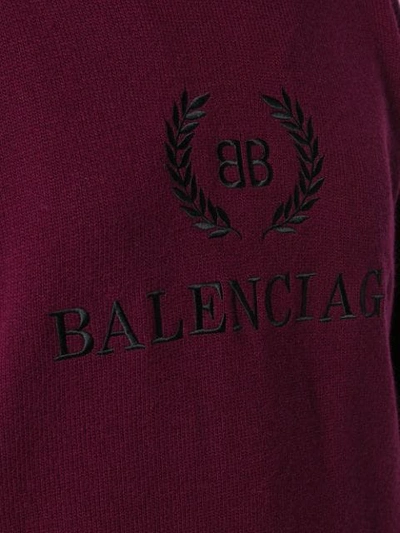 Shop Balenciaga Embroidered Logo Jumper In Red