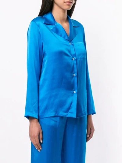 Shop Mansur Gavriel Oversized Silk Shirt In Blue