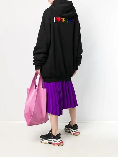 Shop Balenciaga Double Layer Hoodie In Black