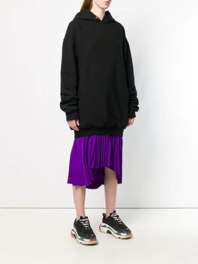 Shop Balenciaga Double Layer Hoodie In Black