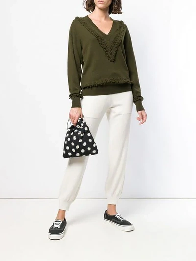 Shop Barrie Embroidered V-neck Pullover In Green